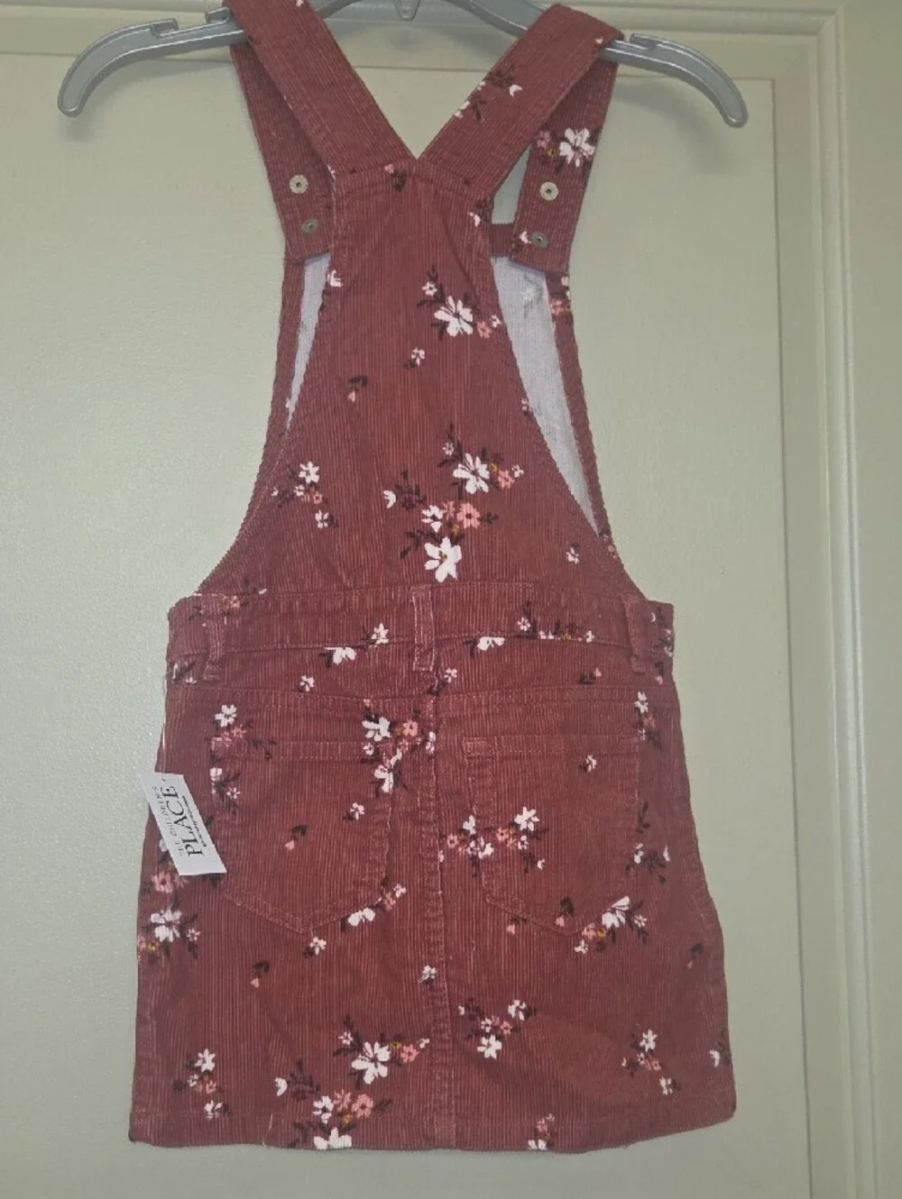 The Children's Place Rust Floral Corduroy Pinafore Overall Dress
